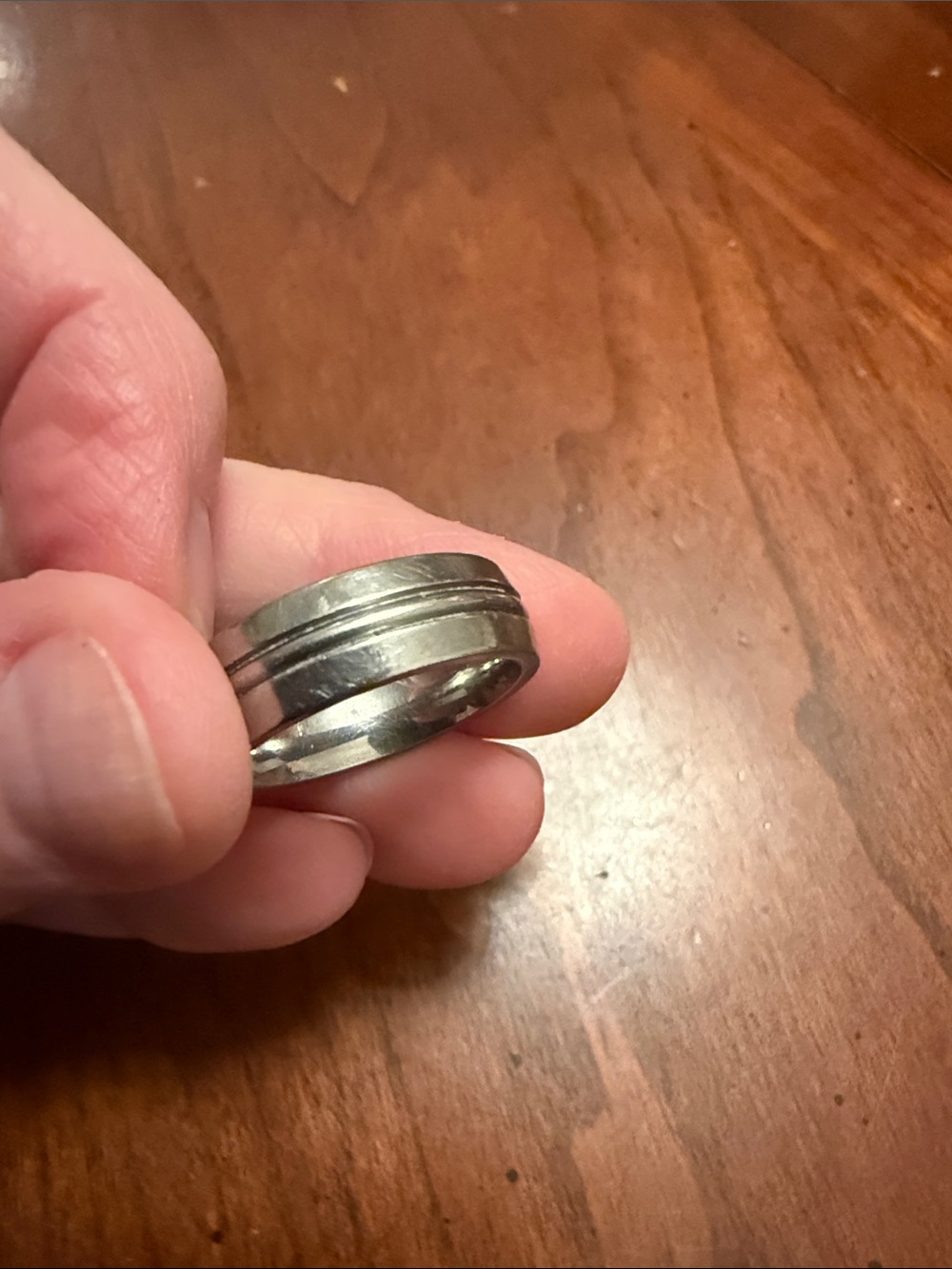 Men's Titanium Grooved Ring - size 9